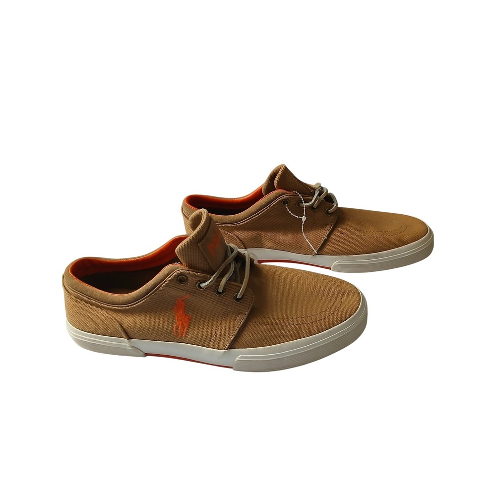 Polo Ralph Lauren Faxon Low Tan Orange Calvary Twill Suede Sneakers Mens 12D